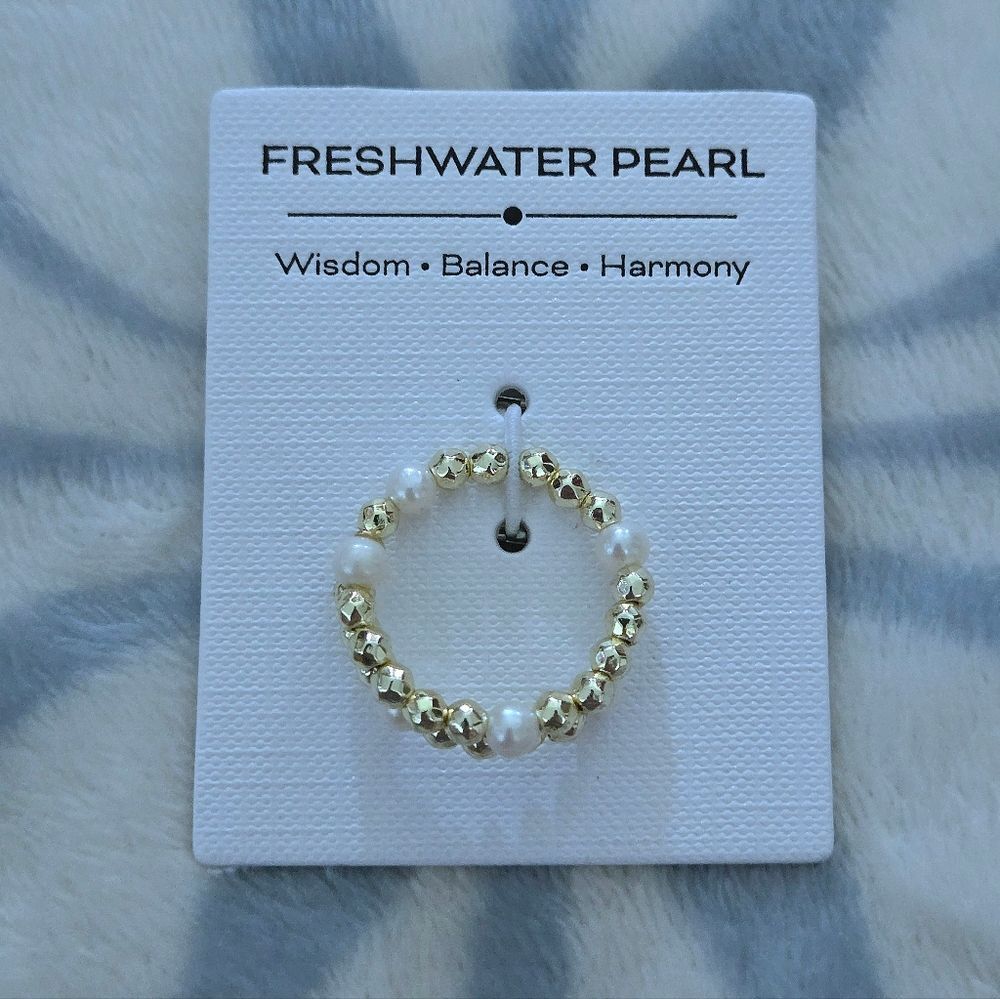 Freshwater Pearls and Gold💛 Hematite Beads Adjustable Wrap Ring💍 - NWT - Picture 7 of 16